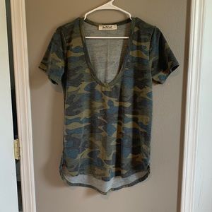 Camo bralette shirt. Three bird nest Small.